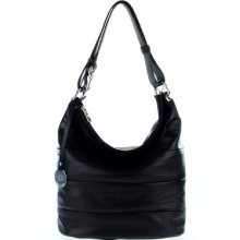 Italian Made Black Leather Hobo Bag by M.A.P. ITALY