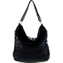 Italian Made Black Leather Large Slouchy Hobo Bag by M.A.P. ITALY