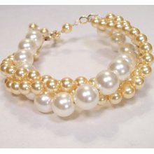 Ivory and Gold Pearl Twisted Bracelet - 14k Gold Filled
