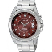 J Springs Mens Perpetual Calendar Stainless Watch - Silver Bracelet -