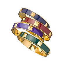 Janna Conner Designs Gold and Enamel Small Charm Bangle Bracelets Navy