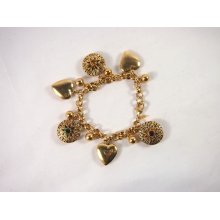 Joan Rivers Six Locket Charm Pendant Bracelet Gold Tone