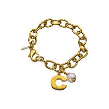 John Wind Maximal Art Gold 'Inspired' Initial & Pearl Bracelet