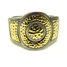 KC Signatures Two-tone Classic Hammered Bangle Bracelet (Dual Tone - Gold/Silver)