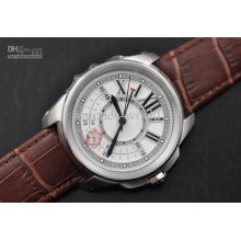 Kdy 45mm White Dial Calibre De Luxury Sapphire Leather Band Mens Aut