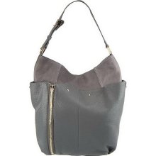 Kelsi Dagger Ayden Pebble Leather Hobo with Zipper Detail - Charcoal - One Size