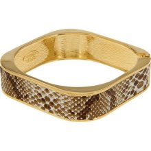 Kenneth Jay Lane's Simulated Snake Skin Bangle Bracelet - Beige - Large