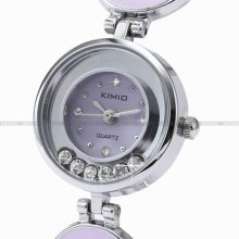 Kimio Charm Grystal Lady Girl Purple Bracelet Analog Quartz Wrist Watch Cnp