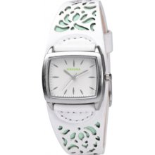KLS-0221L Kahuna Ladies White and Green Cuff Watch