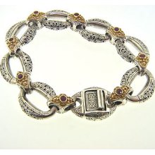 Konstantino Daphne Sterling Silver & 18kt Yellow Gold Ruby Bracelet Genuine