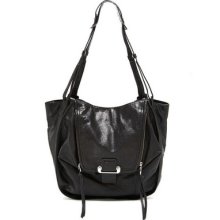 Kooba Zoey Black Leather Silver Motorcycle Slouchy Hobo Handbag