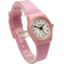 Ladies Anti-allergic Plastic Watch With Clear Dial Pink