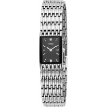 Ladies Caravelle By Bulova Diamond On Black Dial Wristwatch Bracelet 43p005