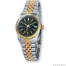 Ladies Charles Hubert 14K Gold-plated Two-tone Black 25mm Dial Watch