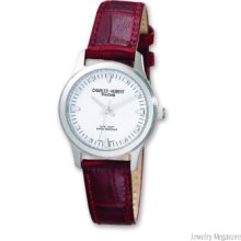 Ladies Charles Hubert Brown Leather Band White Dial Watch