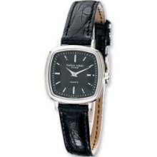 Ladies Charles Hubert Leather Band Black Dial Retro Watch