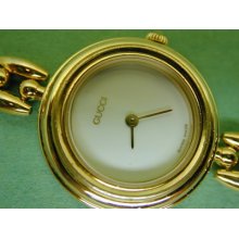 Ladies Gold Tone Removable Bezel Qr Wrist Watch Is Ok Condition Works Perfectly