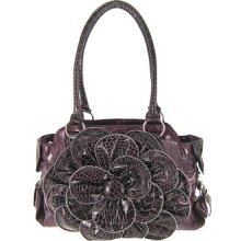 Ladies Purple Fashion Handbag With Floral Decoration Purse Q884-pup La1699b18