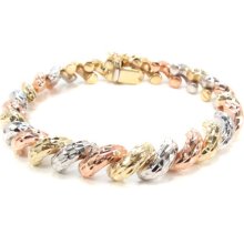 Ladies Women 14k Three Tone Gold 7.25inches 8mm Bracelet 16.44 grams