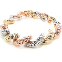Ladies Women Gold Bracelet 7inches 11mm 14k Three Tone 17.21 grams