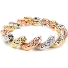Ladies Women Gold Bracelet 7.5inches 13mm 14k Three Tone 22.79 grams