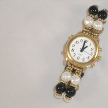 Ladiestalking Wrist Watch W/alarm Gold Tone W/beaded Band Great For Low Vision