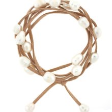 Leather And Fresh Water Pearl Wrap Bracelet 11 -14mm Pearl Size Designer Bucasi