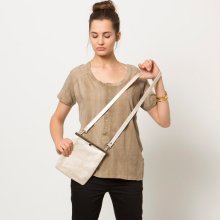 Leather Cross Body Bag, Cream Gold Small Leather Bag, Crossbody Purse