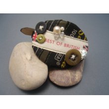 leather cuff, bracelet, vintage cuff, button cuff