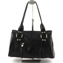 Leather Ladies Handbag Ancona Black