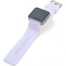 Led Digital Date Jelly Silicon Casual White Band Mirro Sport Wrist Watch Unisex