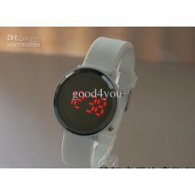 Led Watch Digital Display Jelly Silicone Sport Style Unisex Mirror R