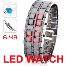 Led Watch Digital Iron Style Metal Watch Black Silvery Color For Men