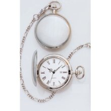 Legere Bpw804r Large Plain Silver Pocket Watch White Face With Date