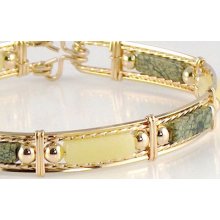 Lemon And Russian Jade Bangle Bracelet 14k Rolled Gold
