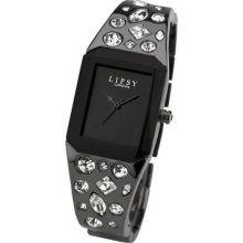 Lipsy Ladies Lp011 Beautiful Black & Crystal Watch