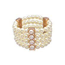 Lolita Jewelry Rose Gold and Pearl Four Strand Stretch Bracelet