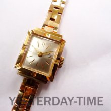 Luch 1960's Russian 15 Jewel Rose Gold Plate Ladies Manual Watch