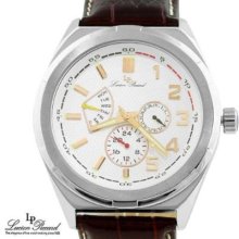 Lucien Piccard Gents Leather Strap & Silver-white Dial
