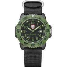 Luminox Mens Black Dial Interchangeable Green Round Case Black Band Watch 3041