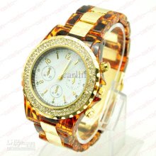 Luxury Classic Watch + Diamonds Gold Fashion Women Lady Gift Cores Q