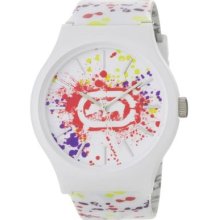 Marc Ecko Mens Artifaks Fashion Splatter Pattern White Plastic Case Watch