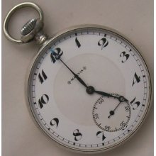Marvin Xfine Pocket Watch Open Face Silver Case 50 Mm. In Diameter Running