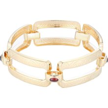 Matte Gold over Sterling Silver Rectangular Outline Link Bracelet