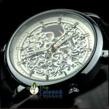 Mechanical Men Classic Leather Hollow Fashion Wrist Watch With Box 1003
