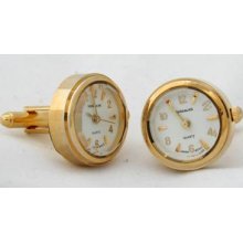 Men Cufflinks Watches Watch Jewelry Gold Tone White Dial