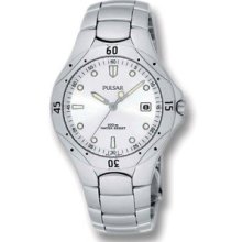 Men Pulsar PXD677 Stainless Steel Sport Watch White