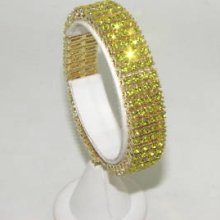 Men Yellow Gold Plate 4 Row Link Cz Canary Ice Bracelet
