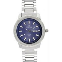 Menandapos;s Stainless Steel Dress Watch Blue Dial