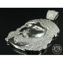 Mens 14k Lab Diamond White Gold Finish Iced Out Silver Big Jesus Pendant Charm